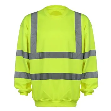 SFFE03 High visibility fluorescent yellow reflective stripes long sleeve safety sweatshirt
