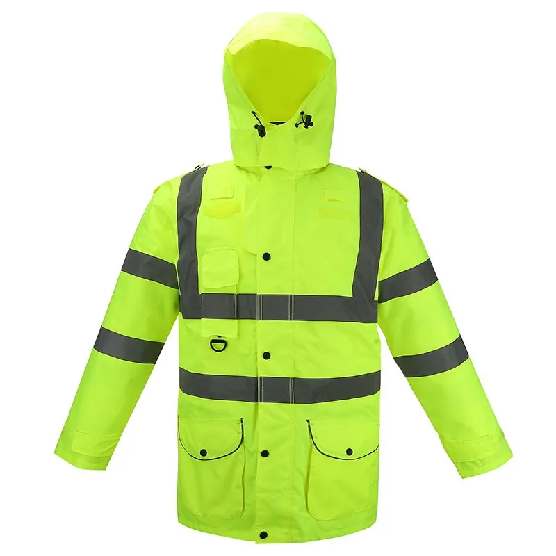 SFJ03 High Visibility Waterproof Construction Traffic Safety Reflective Raincoat