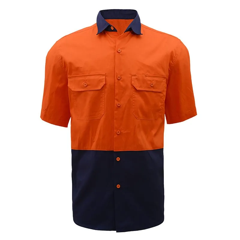SFSS03 Wholesale Working Two Tone With Navy Bottom Orange Polo T-Shirts
