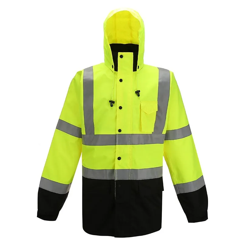 SFRJB04 100% Polyester Waterproof Oxford PU Safety Reflective Raincoat