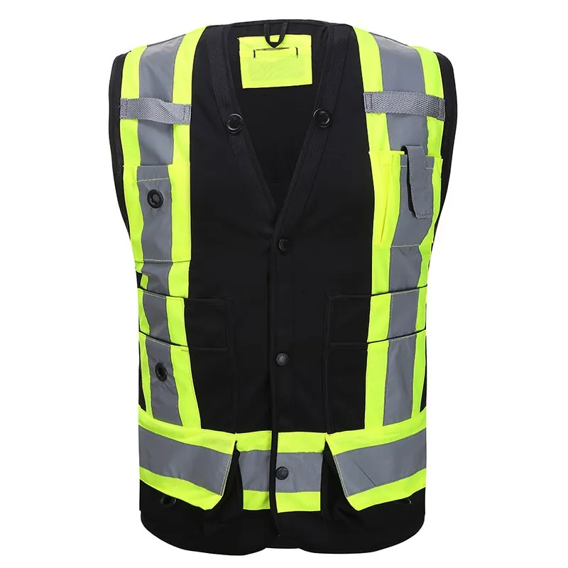 SFCA11 High Visibility Black Multi-Function Reflective Safety Vest