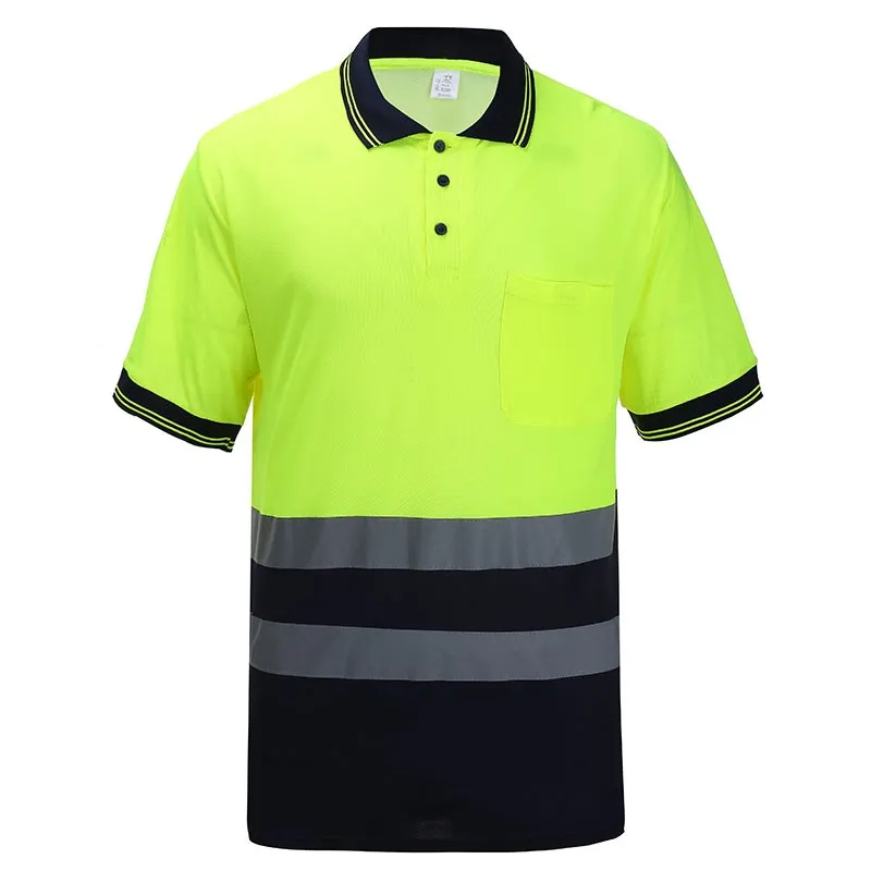 SFTE10 High Visibility Polo Shirt for Men Short Sleeve Safety Reflective